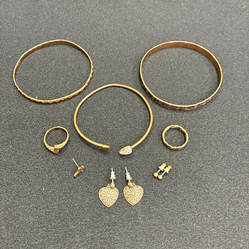 Copper Jewelry Lot 8 Pcs Rings Bracelets Earrings Wearable Heart Boho Western